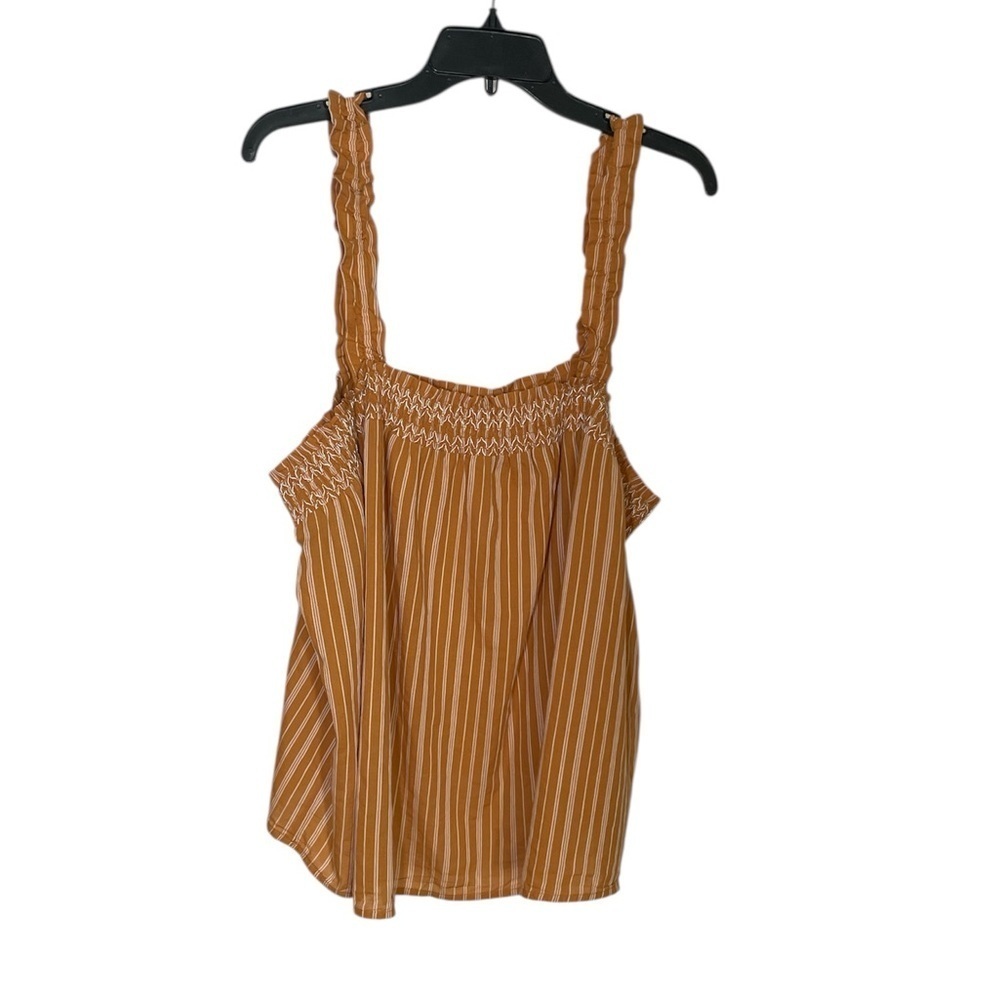 Banana Republic striped embroidered smocked neck top sz XL